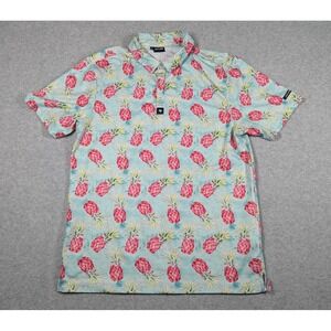 Bad Birdie Men Shirt‎ Large Pineapple Golf Polo Performance Short Sleeve Stretch